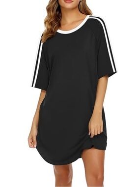 Source Unknown Black and White Midi Dress with Sport Stripe woman’s  Sz M